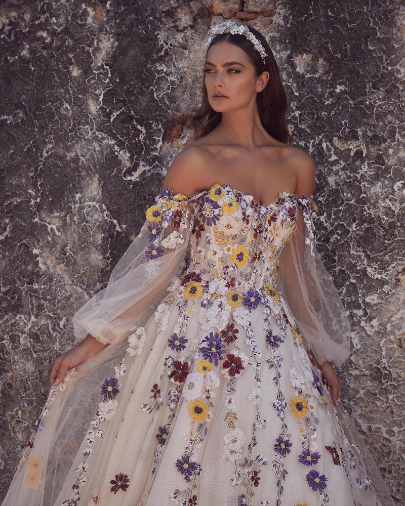 123108 colorful wedding dress with flowers and ball gown silhouette6